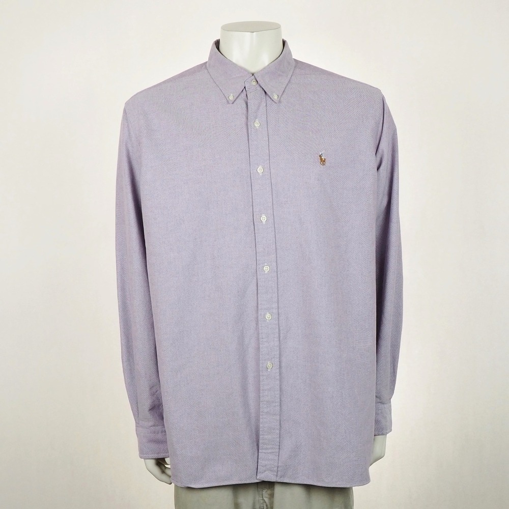 Polo Ralph Lauren Button Down Shirt Mens 2XL XXL Purple Classic Fit Oxford Blend